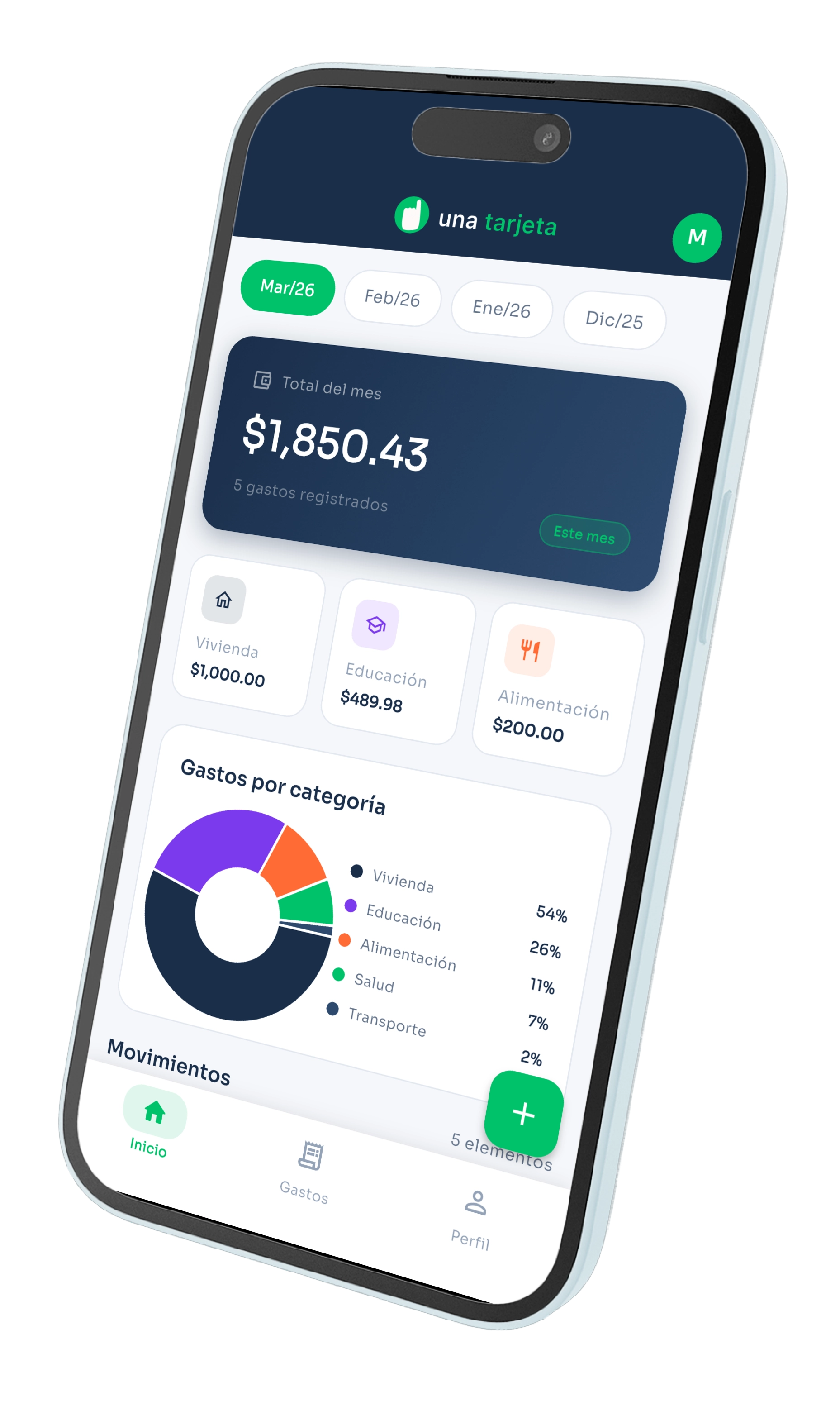 una tarjeta app — inicio